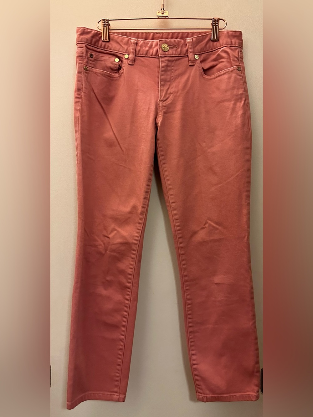Alexa Tory Burch Coral Straight-Leg Jeans Slim SZ 28 Fall